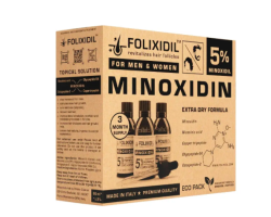 Набір лосьйонів для росту волосся Minoxidil Folixidil 5% (3 флакони)