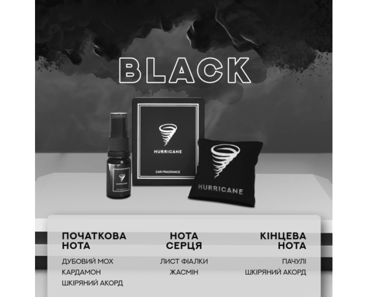 Автопарфум HURRICANE BLACK STANDART (кріплення на дефлектор)