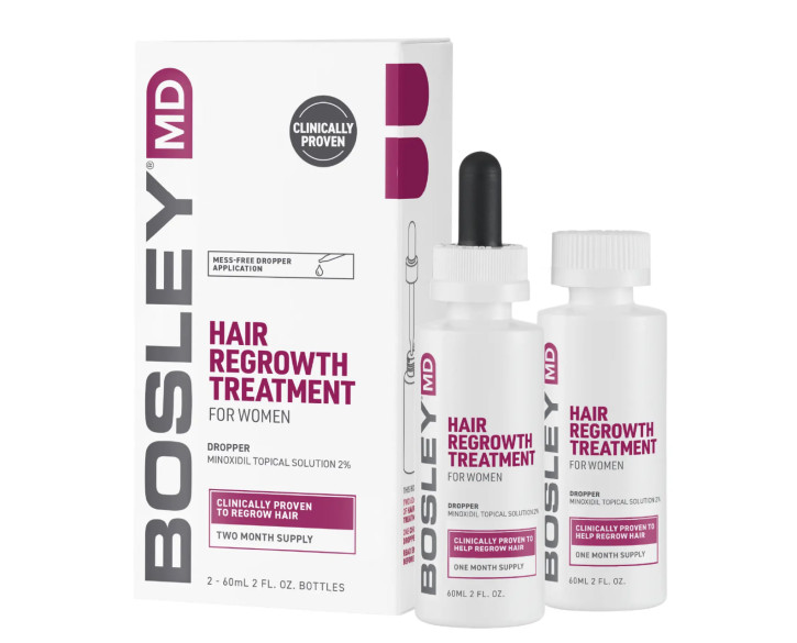 Розчин Bosley з міноксидилом 2% для відновлення росту волосся у жінок (з піпеткою) 60мл